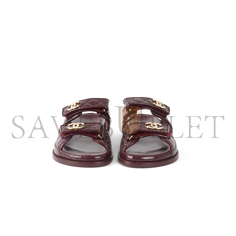 Ch**el patent mule slides burgundy red